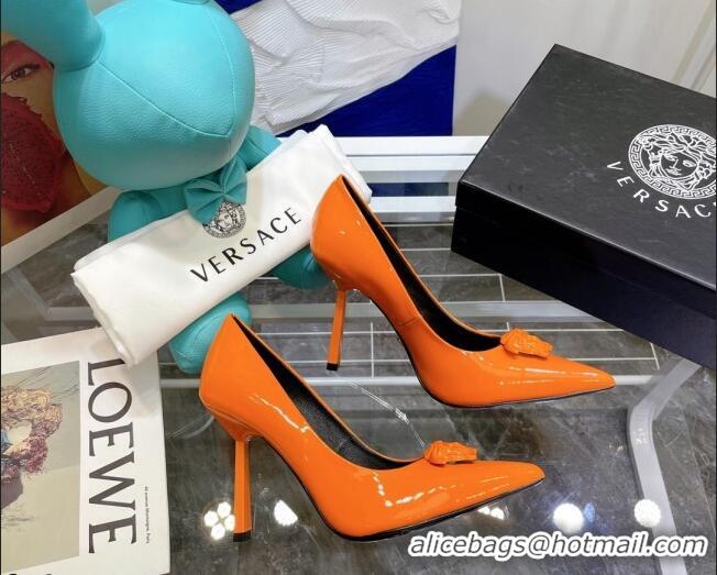 Best Price Versace La Medusa Patent Leather Pumps 9.5cm 081153 Orange