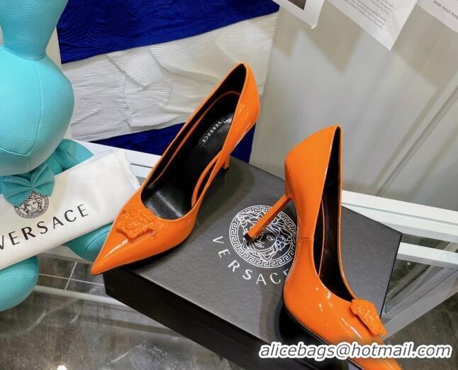 Best Price Versace La Medusa Patent Leather Pumps 9.5cm 081153 Orange