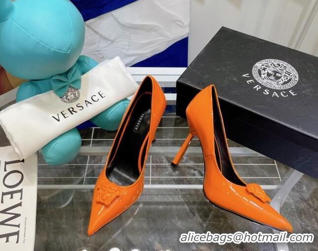 Best Price Versace La Medusa Patent Leather Pumps 9.5cm 081153 Orange