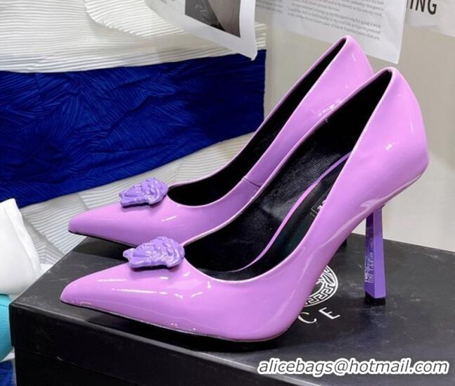 Low Price Versace La Medusa Patent Leather Pumps 9.5cm 081153 Purple