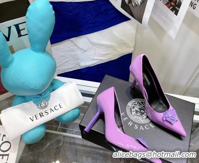 Low Price Versace La Medusa Patent Leather Pumps 9.5cm 081153 Purple