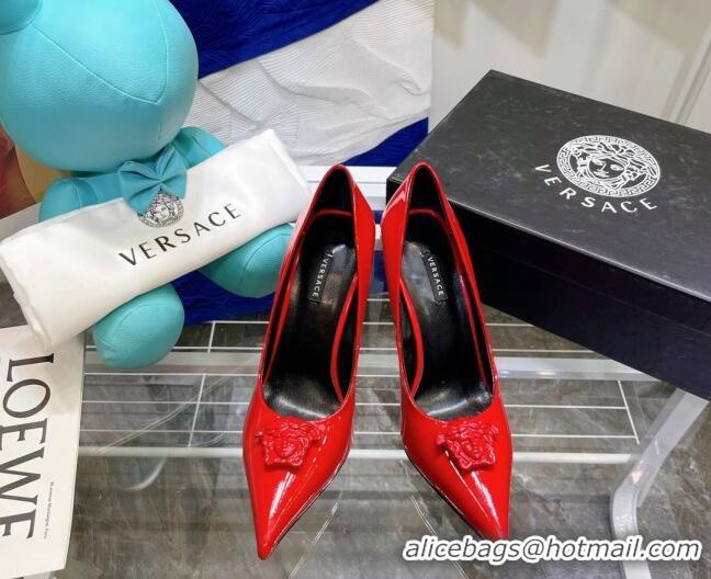 Best Grade Versace La Medusa Patent Leather Pumps 9.5cm 081153 Red