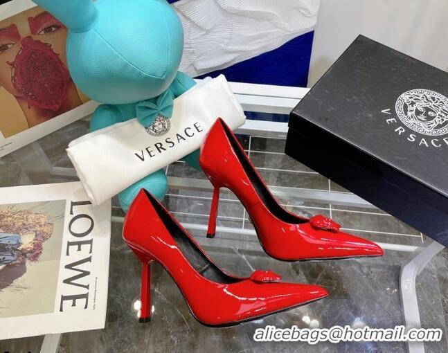 Best Grade Versace La Medusa Patent Leather Pumps 9.5cm 081153 Red