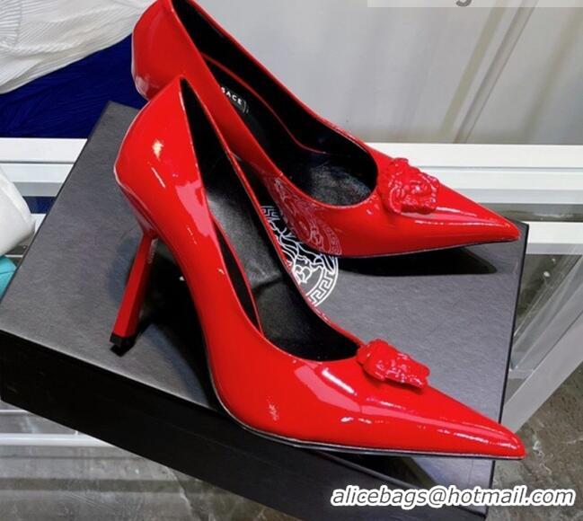 Best Grade Versace La Medusa Patent Leather Pumps 9.5cm 081153 Red