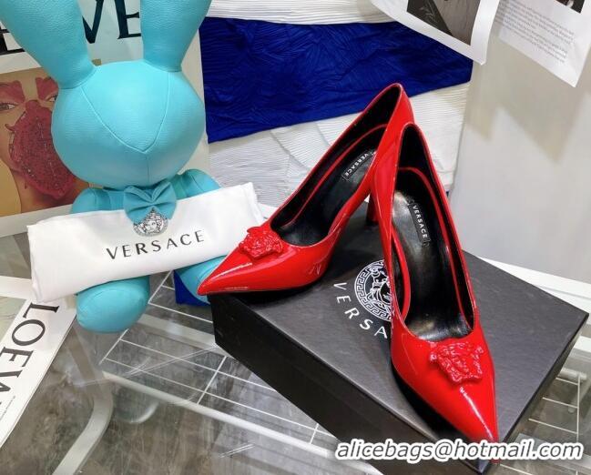 Best Grade Versace La Medusa Patent Leather Pumps 9.5cm 081153 Red