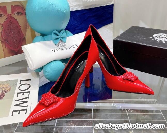 Best Grade Versace La Medusa Patent Leather Pumps 9.5cm 081153 Red