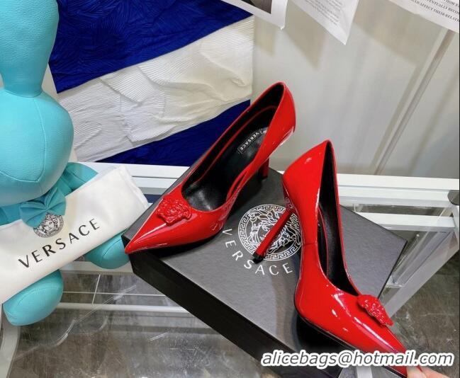 Best Grade Versace La Medusa Patent Leather Pumps 9.5cm 081153 Red