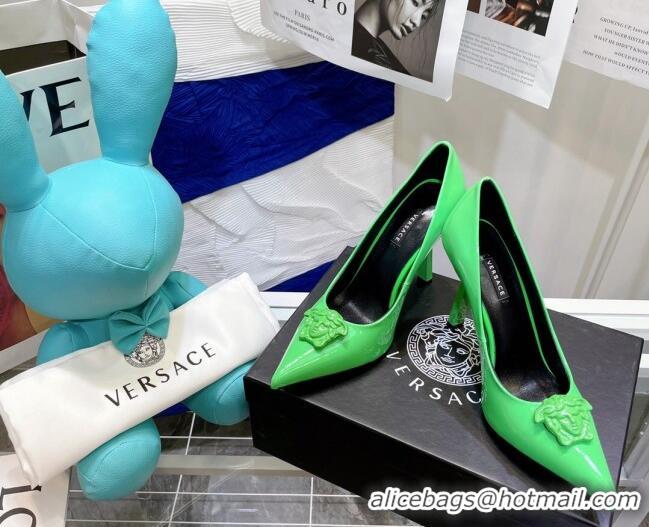 Most Popular Versace La Medusa Patent Leather Pumps 9.5cm 081153 Green