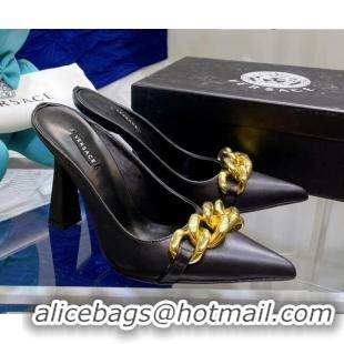 Affordable Price Versace Medusa Chain Calfskin Mules 9.5cm 081159 Black