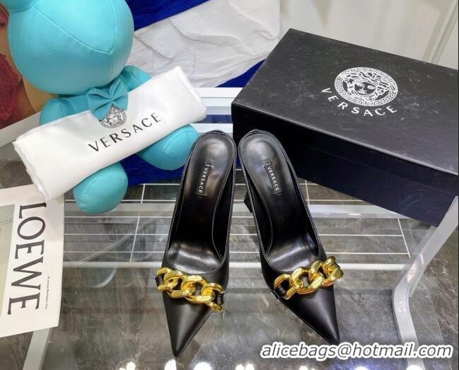 Affordable Price Versace Medusa Chain Calfskin Mules 9.5cm 081159 Black