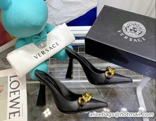 Affordable Price Versace Medusa Chain Calfskin Mules 9.5cm 081159 Black