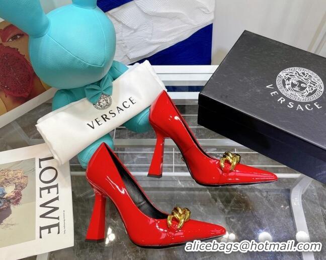 Discount Versace Medusa Chain Calfskin Mules 9.5cm 081159 Red