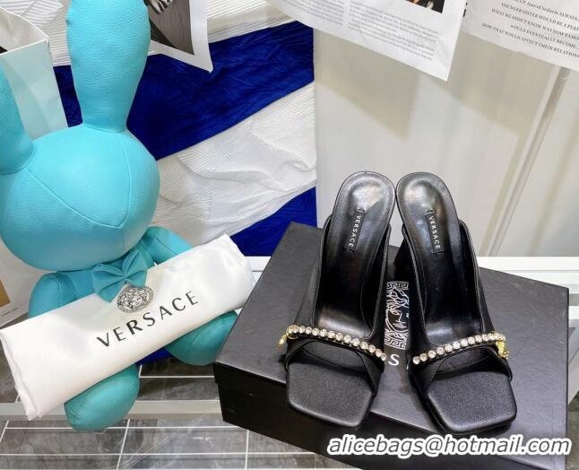 Best Design Versace Le Medusa Charm Leather Mules Sandals 081163 Black