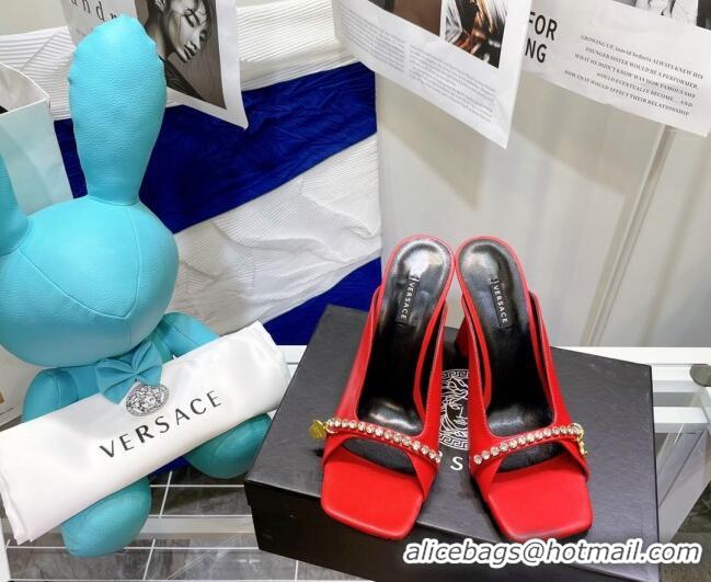 Best Design Versace Le Medusa Charm Leather Mules Sandals 081163 Red