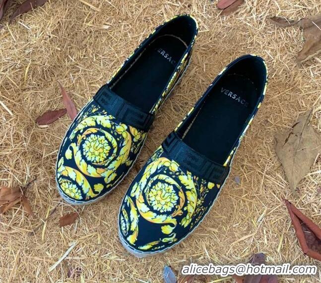 Best Price Versace Print Espadrilles Black/Gold 112421