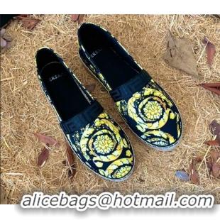 Best Quality Versace Print Espadrilles Black/Gold 112425