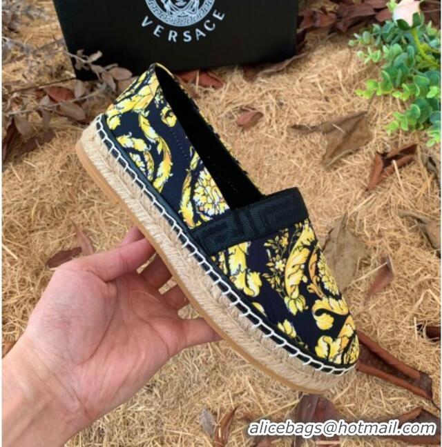 Best Quality Versace Print Espadrilles Black/Gold 112425