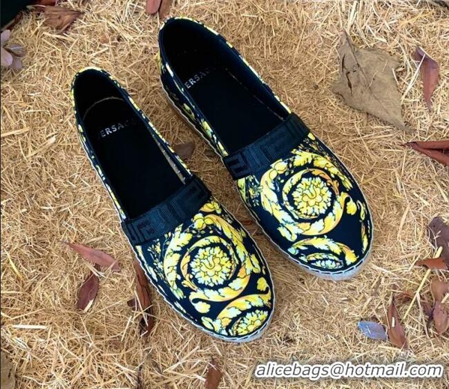 Best Quality Versace Print Espadrilles Black/Gold 112425