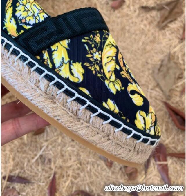 Best Quality Versace Print Espadrilles Black/Gold 112425