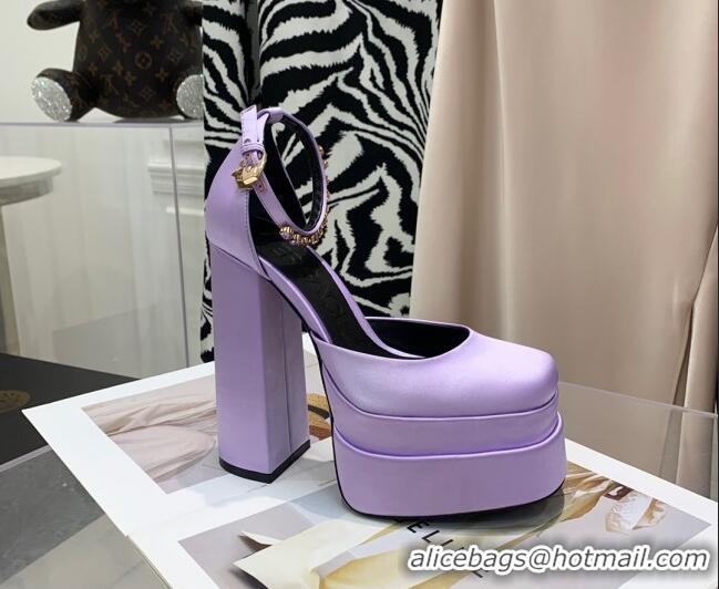 Best Price Versace Medusa Aevitas Satin Platform Pumps 15cm 112426 Lilac Purple