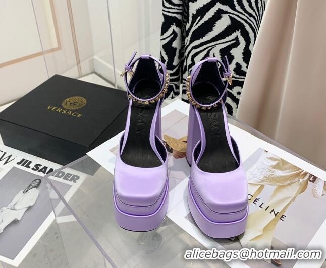 Best Price Versace Medusa Aevitas Satin Platform Pumps 15cm 112426 Lilac Purple