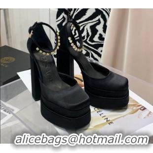 New Style Versace Medusa Aevitas Satin Platform Pumps 15cm 112426 Black