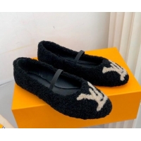 New Style Louis Vuitton Popi Shearling Flat Ballerinas 111749 Black