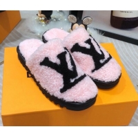 Affordable Price Louis Vuitton Shearling Flat Mules 111756 Pink