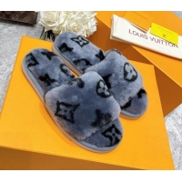 Perfect Louis Vuitton Monogram Wool Slide Sandals 111760 Grey