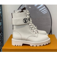 Fashion Louis Vuitton Territory Flat Ankle Range Leather Boots 111771 White