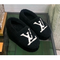 Good Quality Louis Vuitton Shearling Loafers Black 111785