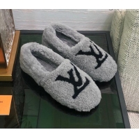 Unique Style Louis Vuitton Shearling Loafers 111785 Grey