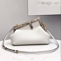 Super Quality Fendi First Small Leather Bag with Snakeskin F FD0238 White 2021