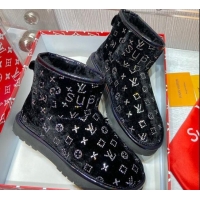 Top Quality Louis Vuitton Supreme Crystal Wool Ankle Boots Black 1117102