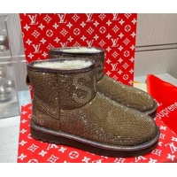 Good Quality Louis Vuitton Supreme Crystal Wool Ankle Boots 1117102 Gold