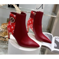 Best Luxury Louis Vuitton Afterglow Leather and Monogram Canvas Ankle Boots 9cm 111807 Red