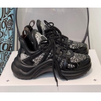 Classic Hot Louis Vuitton LV Archlight Sparkling Glitter Sneakers Black 112440