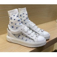 Grade Design Louis Vuitton Time Out Monogram Socks Sneakers 112445 Blue/Silver