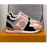 Luxurious Louis Vuitton Run Away Suede and Nylon Sneakers Pink/Black 112457