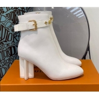 Charming Louis Vuitton Silhouette Monogram Strap Ankle Boots 112450 White