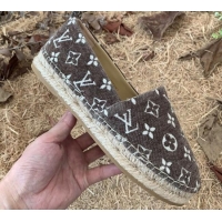 Good Quality Louis Vuitton Monogram Velvet Flat Espadrilles 112474 Grey