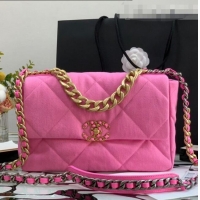 Unique Grade Chanel 19 Denim Large Flap Bag AS1161 Pink 2021