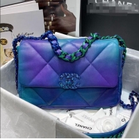 Good Product Chanel 19 Tie and Dye Calfskin Small Flap Bag AS1160 Blue/Purple 2021