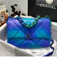 Buy Cheap Chanel 19 Tie and Dye Calfskin Large Flap Bag AS1161 Blue/Purple 2021