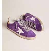 ​Promotional Golden Goose GGDB Purple Suede Super-Star Sneakers With Gold Heel Tab GB0381