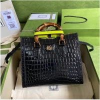 Promotional Gucci Diana small crocodile tote bag 660195 Black