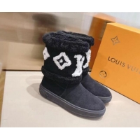 Best Quality Louis Vuitton Snowdrop Shearling and Suede Flat Ankle Boots 120443 Black