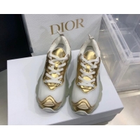 Most Popular Dior Vibe Sneakers in White Mesh and Gold-Tone Leather 111551