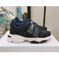 Super Quality Dior D-Wander Sneakers in Camouflage Technical Fabric Black/Blue 111564