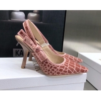 Low Cost Dior J'Adior Slingback Pumps 9.5cm in Pink Crocodile-Effect Embroidered Velvet 111577